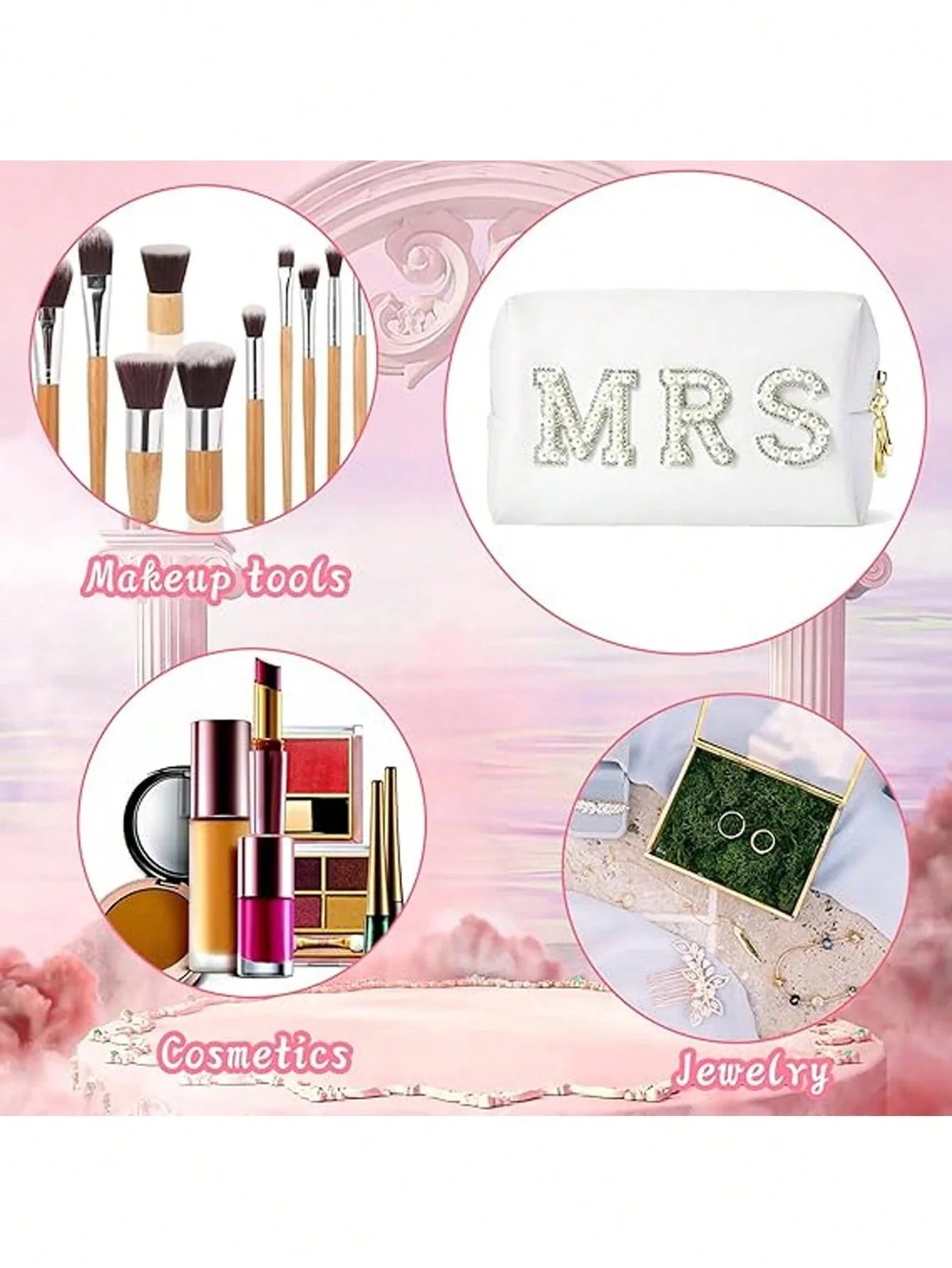 Bride MRS Rhinestone Makeup Bag