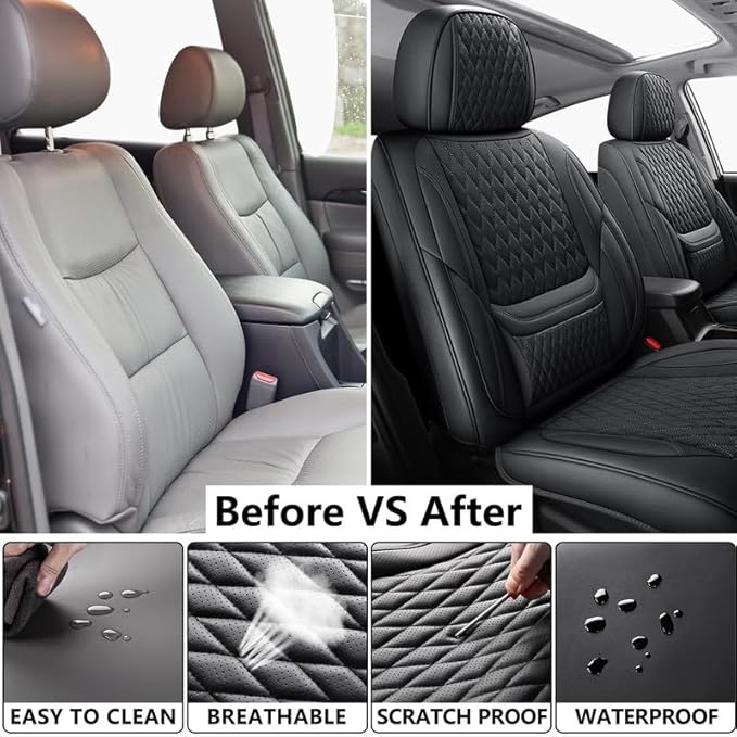 Front Seat Car Seat Covers Custom Fit for Buick Regal 2009-2020 - Premium Faux Leather with Lumbar Support | Breathable, Waterproof, Anti-Slip, Durable (Black,Front Seat)
