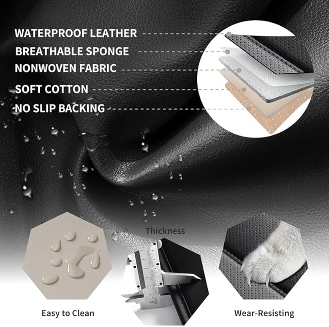 Car Seat Covers Custom Fit for Chevrolet/Chevy Sonic 2011-2020, Premium Faux Leather Waterproof Car Seat Protectors with Lumbar Support, Breathable Anti-Slip Easy to Install(Black,Full Set)
