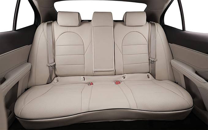 EKR Camry Car Seat Covers for Toyota Camry Hybrid LE,Hybrid SE 2018 2019 2020 2021 2022 2023 2024,Leather Car Seat Cover Full Set for Trucks SUV-Faux Leather(Beige)