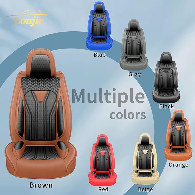Fit Frontier Car Seat Covers Premium Leather for Nissan Frontier 2009-2025 2026. Waterproof, Breathable, Scratch-Resistant & All-Weather Seat Cushion Protector(Full Set,Brown&Black