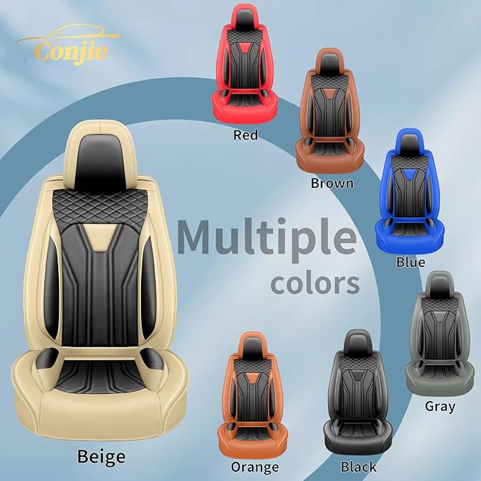Fit Frontier Car Seat Covers Premium Leather for Nissan Frontier 2009-2025 2026. Waterproof, Breathable, Scratch-Resistant & All-Weather Seat Cushion Protector(Full Set,Beige&Black