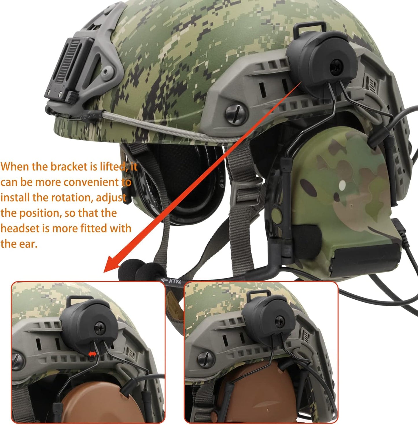 COMTA 2 Helmet-Type Tactical Headset with U94 PTT 2pin,Noise Canceling Headphones,for Airsoft Hunting Shooting