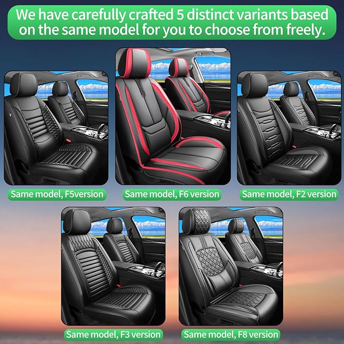 Fit Crosstrek Car Seat Covers for Subaru Crosstrek 2016-2025 2026-Upgraded Premium Waterproof & Breathable Leather,Airbag Compatible,All-Weather Seat Cushion Protector,Full Set,Black-Red
