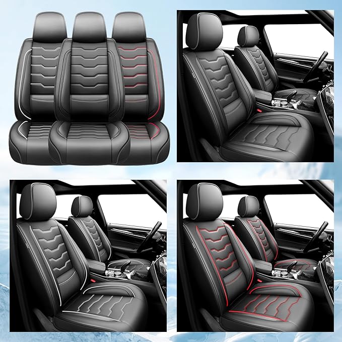 Fit Frontier Car Seat Covers Premium Leather for Nissan Frontier 2009-2025 2026. Waterproof, Breathable, Scratch-Resistant & All-Weather Seat Cushion Protector(Full Set,Black