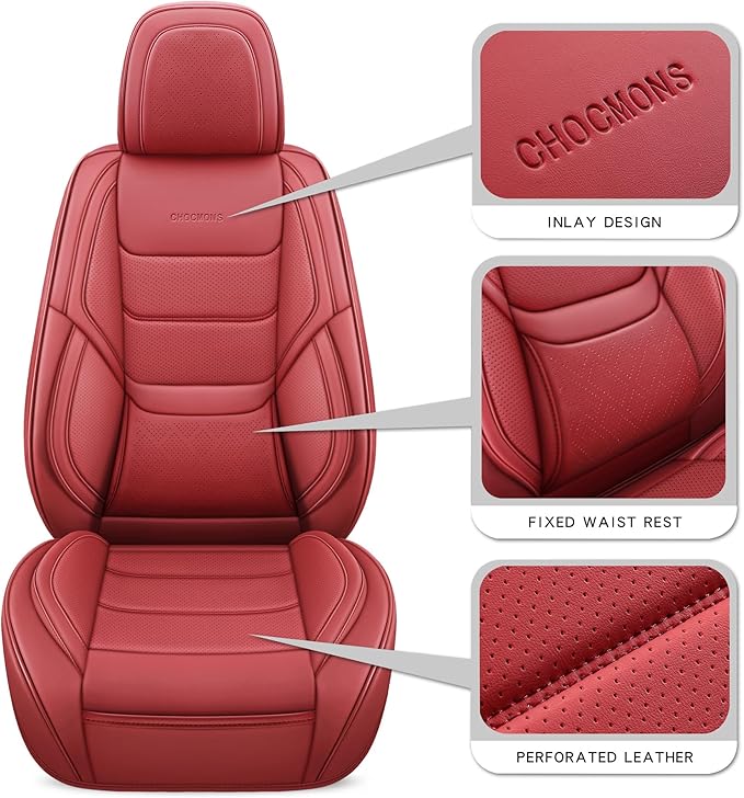 Full Coverage Full Set Waterproof Leather Car Seat Covers with Lumber Support and Airbag Compatible Universal Fit for Most SUVs,Trucks,and Sedans with 5 Seats in Automotive Seat Covers