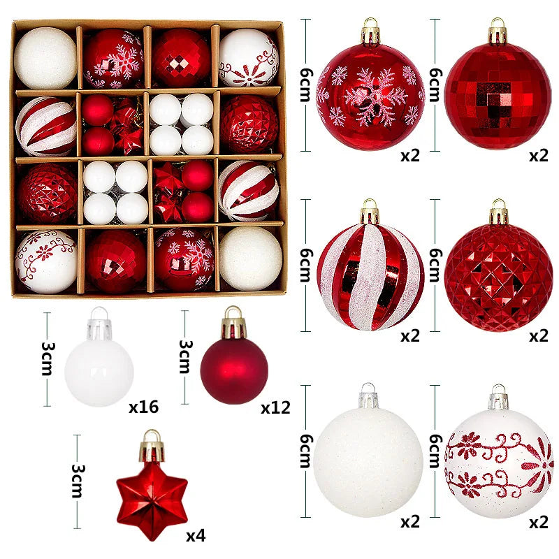 44pcs Christmas Ball Ornaments Set