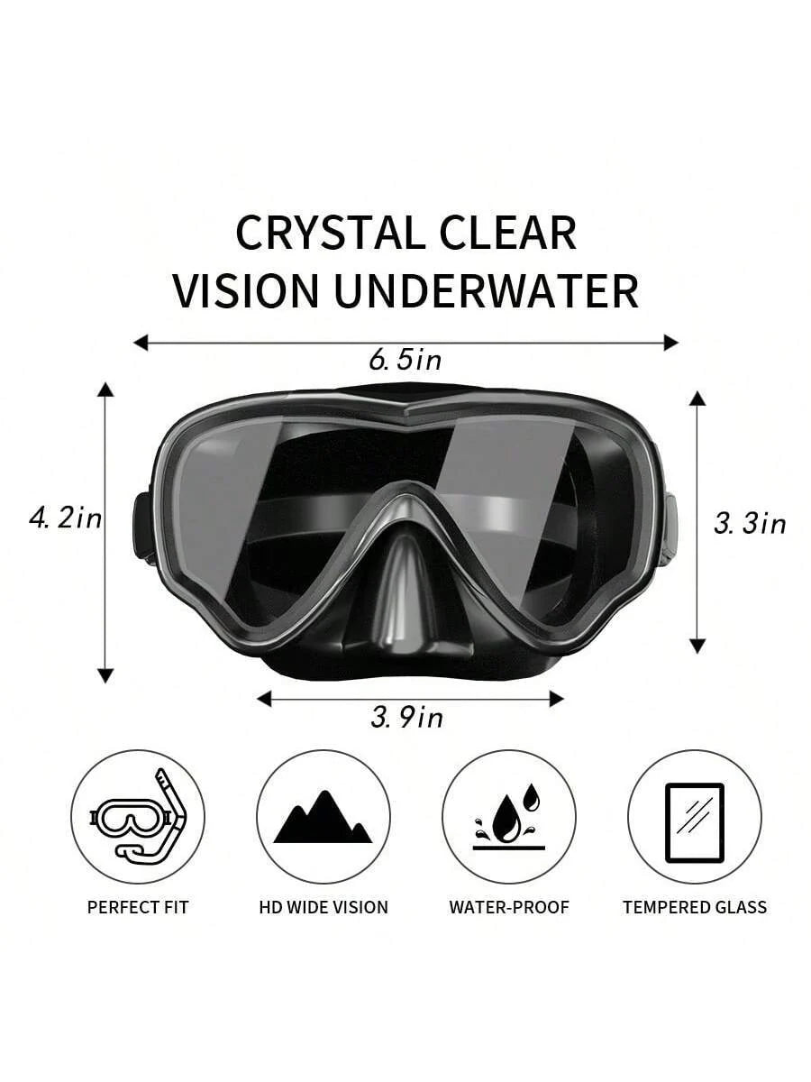 Adult Scuba Diving Mask, Tempered Glass One-Piece Mask