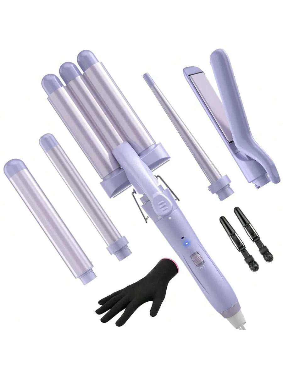 5 In 1 Wand Curling Iron-Curling Wand Set With Hair Straightener