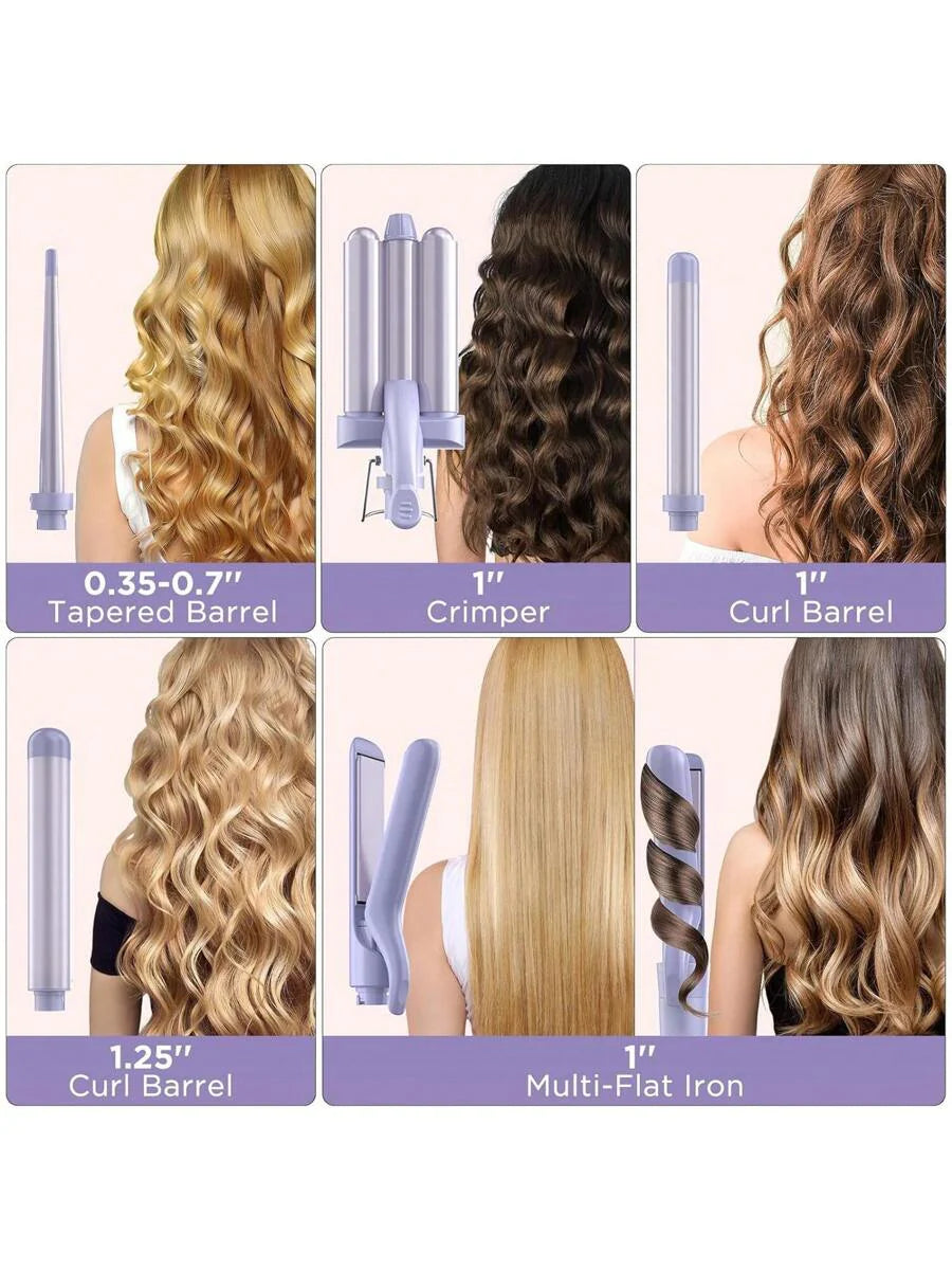 5 In 1 Wand Curling Iron-Curling Wand Set With Hair Straightener