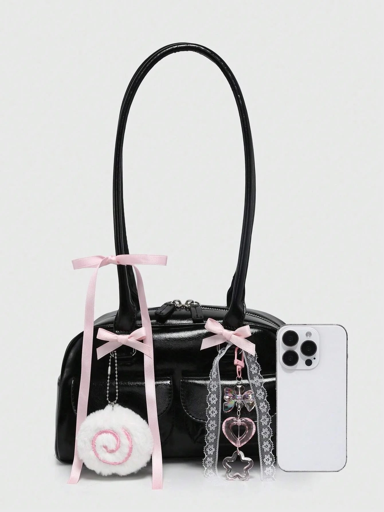 ROMWE Kawaii Plaid Bow Bag