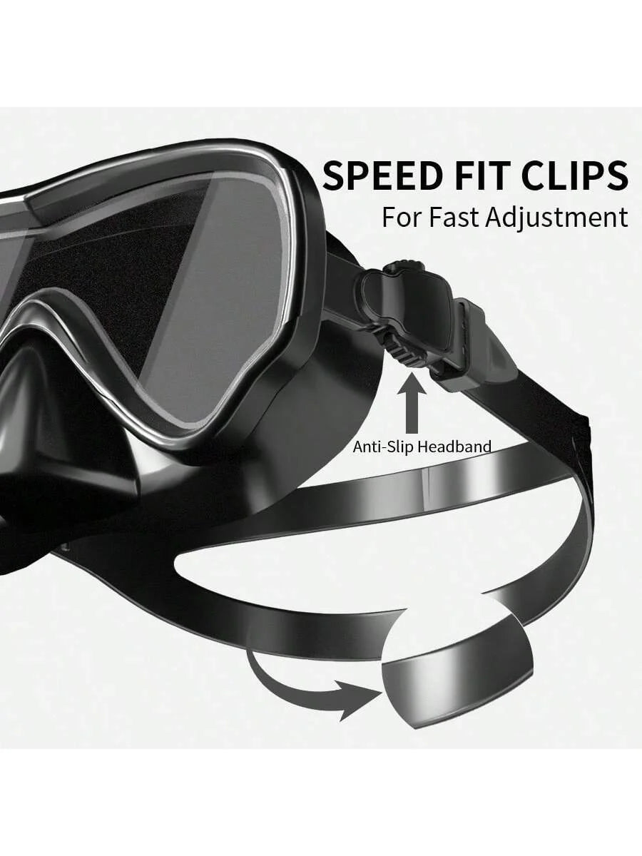 Adult Scuba Diving Mask, Tempered Glass One-Piece Mask