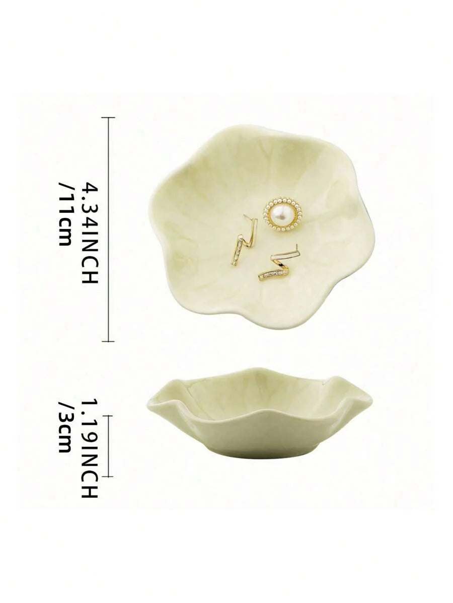 Elegant Ceramic Lotus Leaf Jewelry Organizer Tray For Earrings