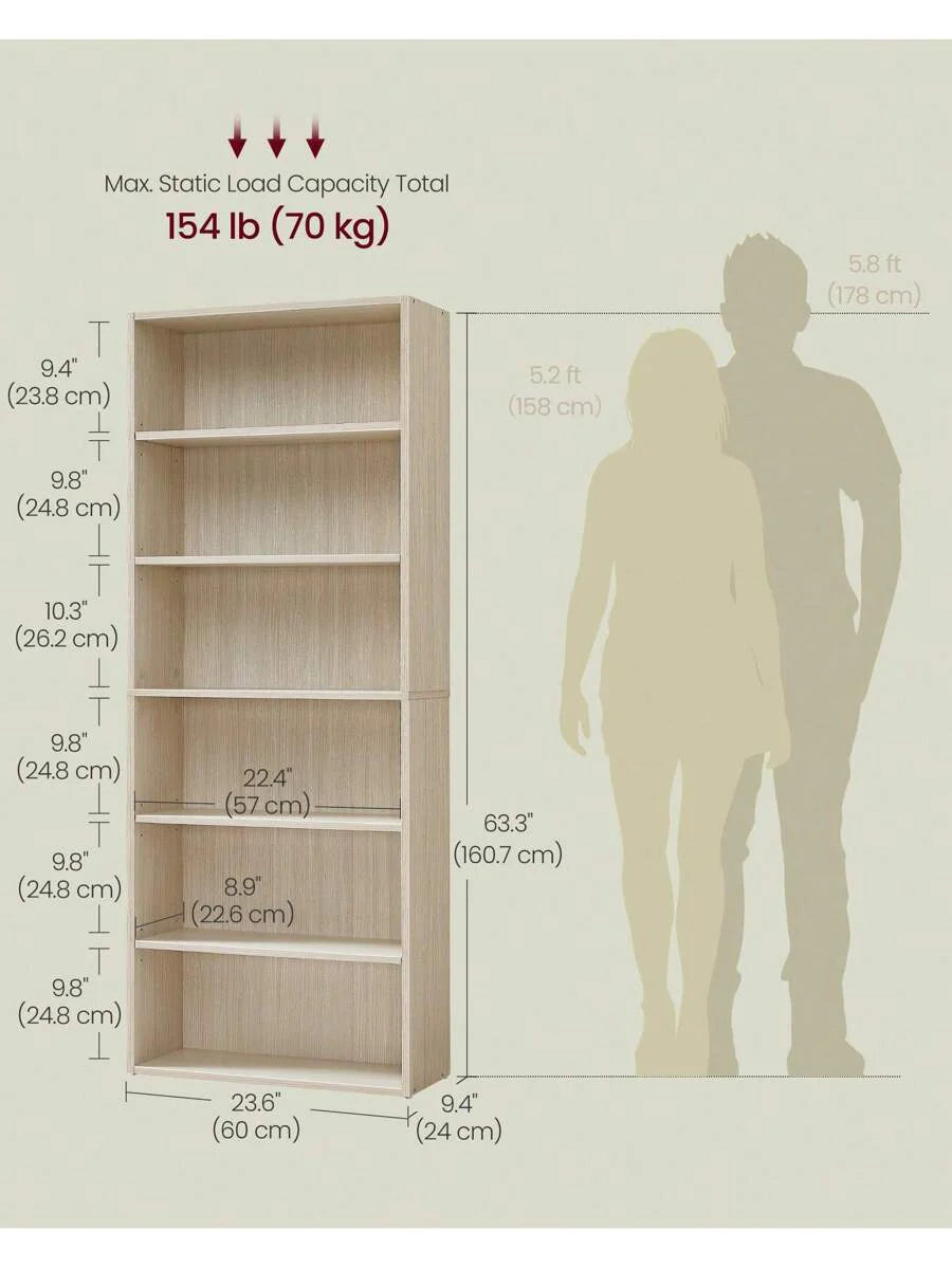 VASAGLE Bookshelf, 6-Tier Bookcase