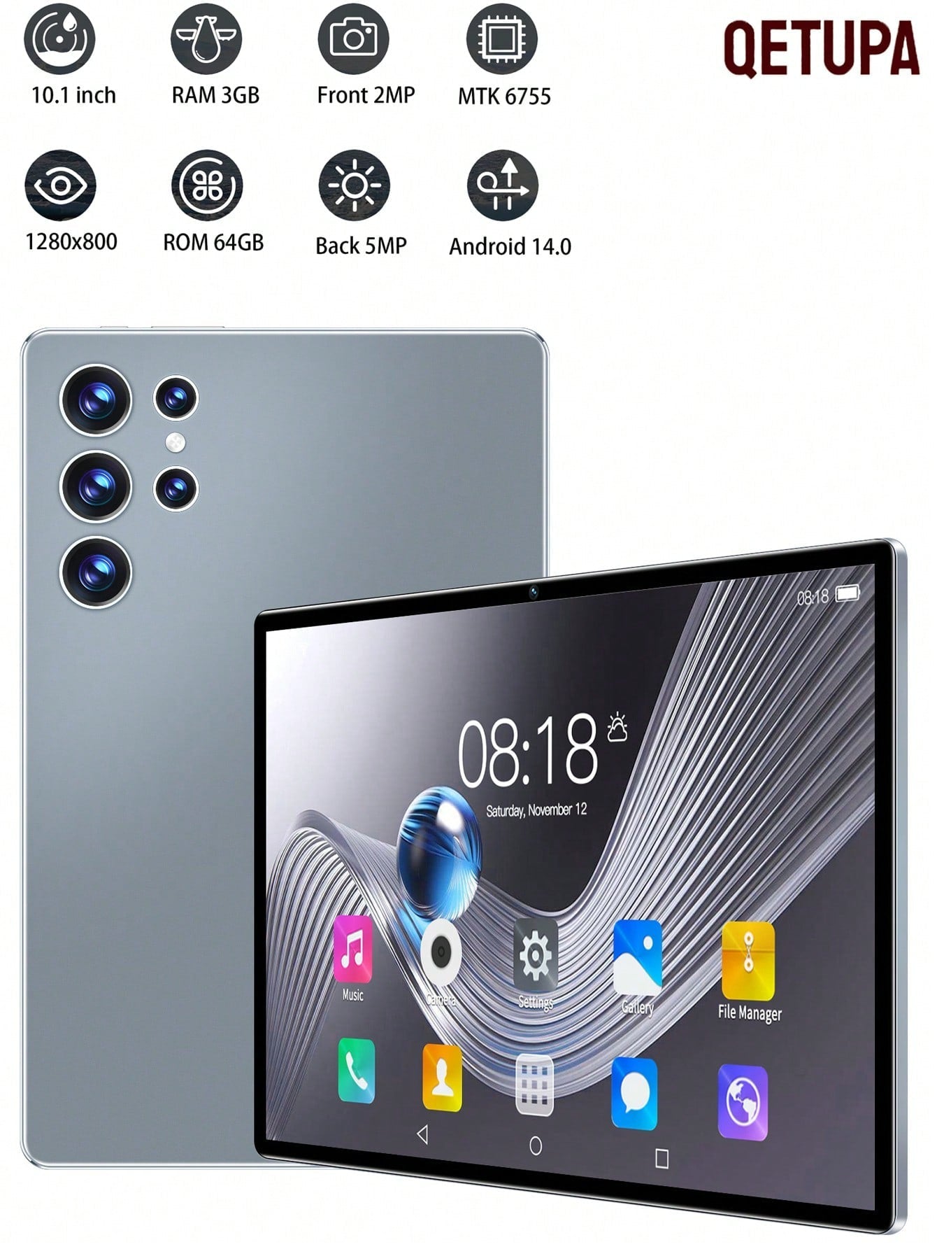 Qetupa 10.1-Inch Android 14 Tablet