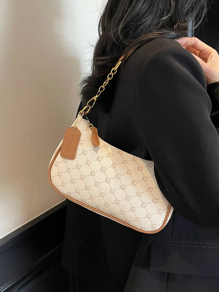 White Ladies' Shoulder Bag Made Of PU Material