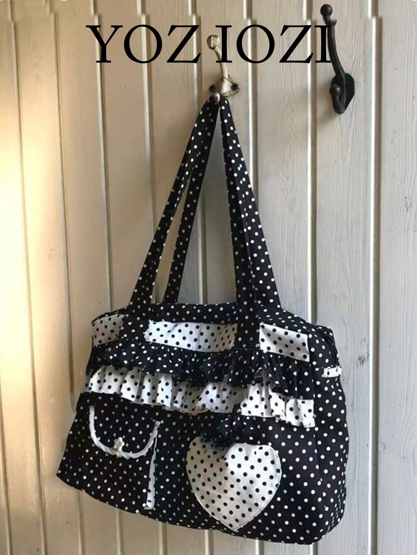 Polka Dot Heart Canvas Tote
