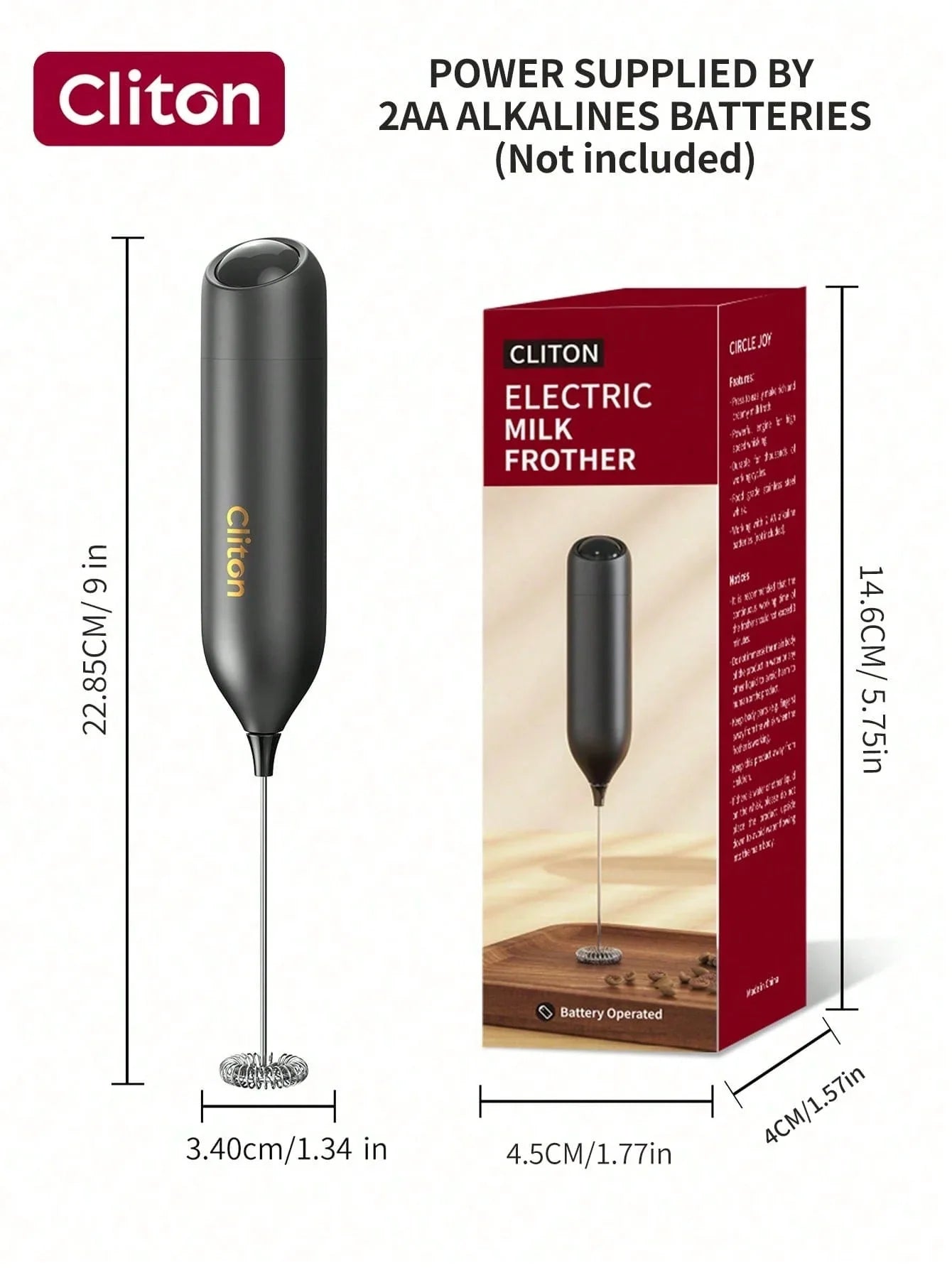 CLITON Battery-Powered Milk Frother