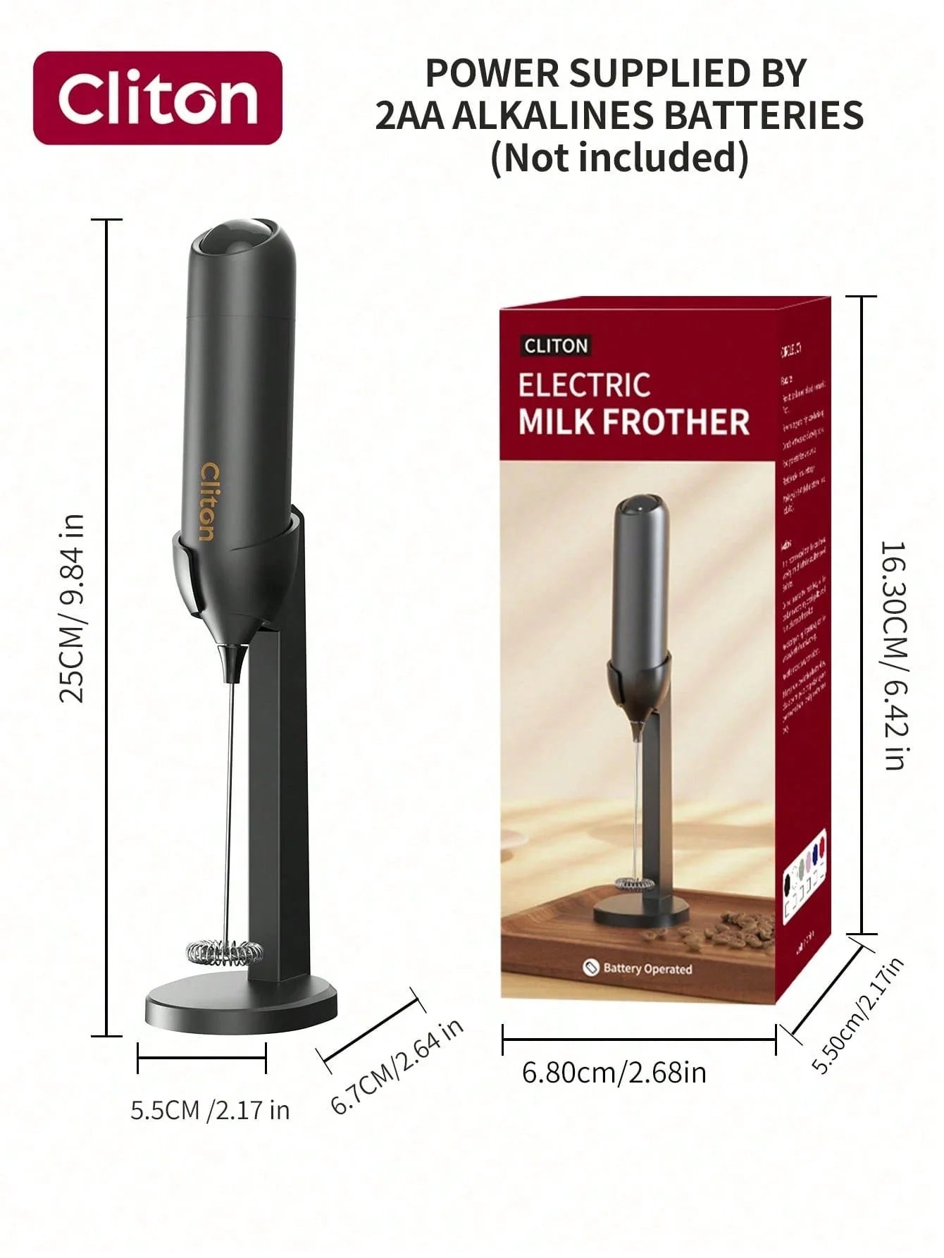 CLITON Battery-Powered Milk Frother