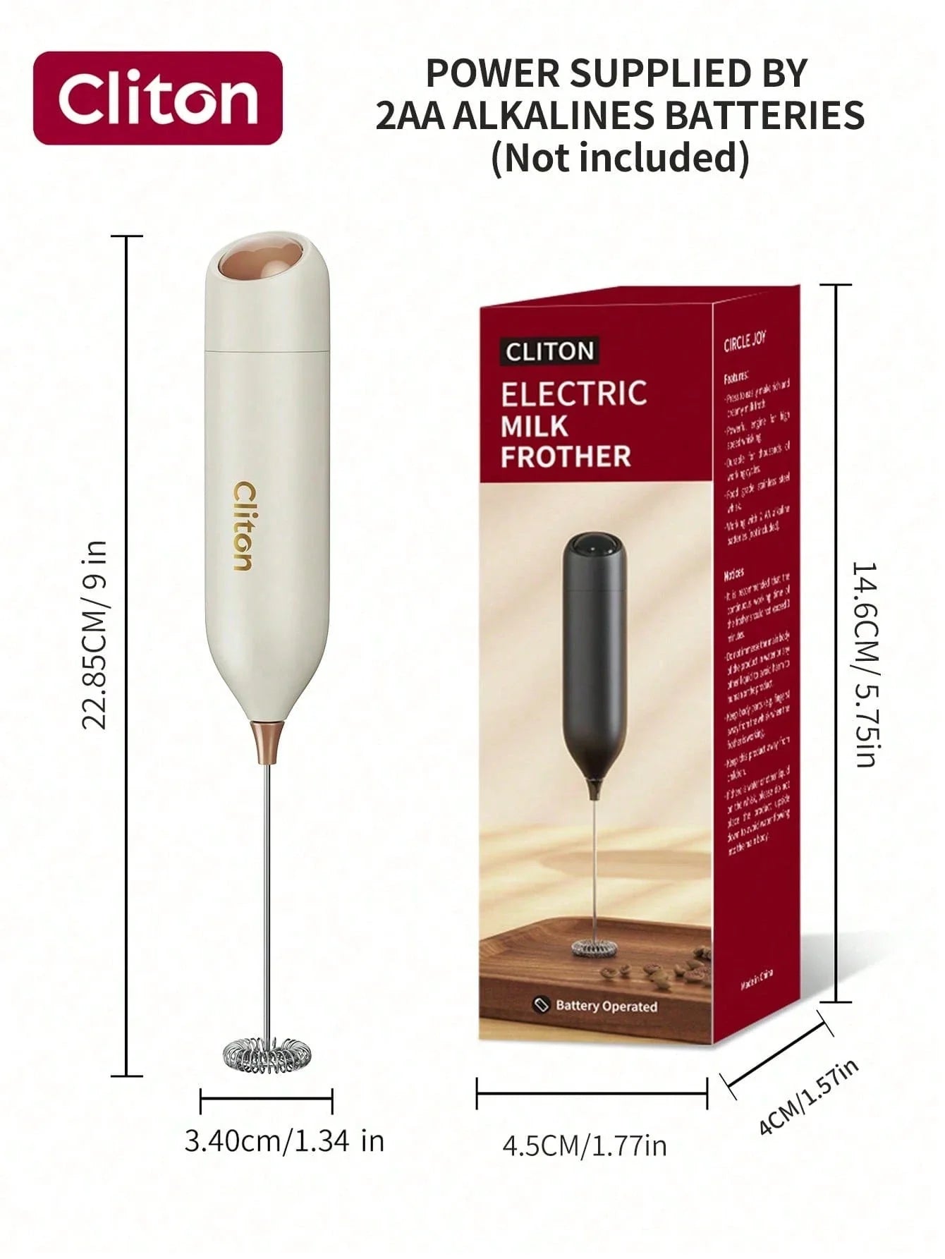 CLITON Battery-Powered Milk Frother