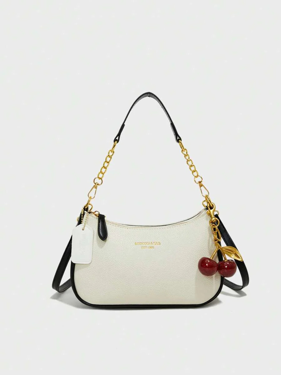 White Ladies' Shoulder Bag Made Of PU Material