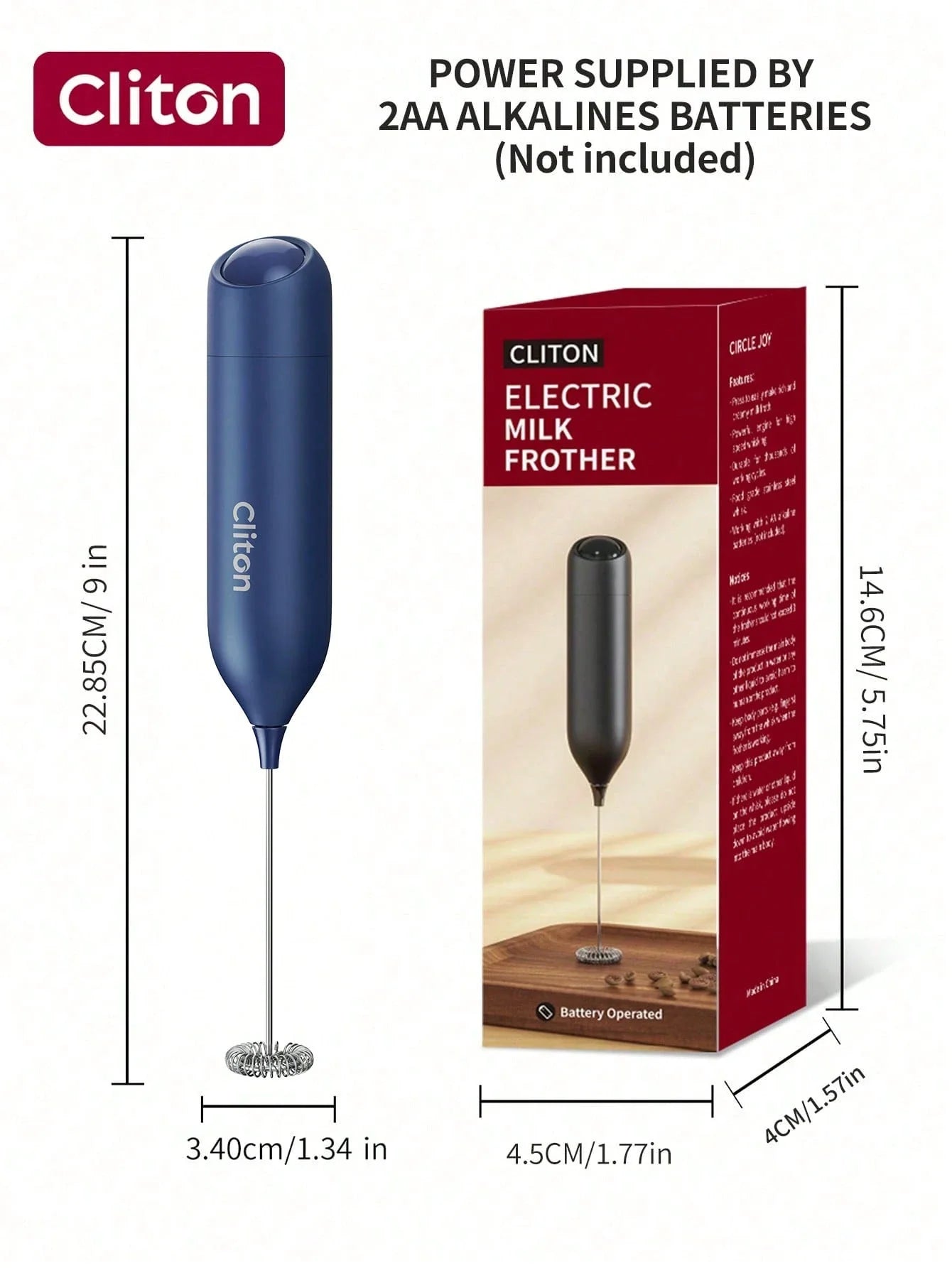 CLITON Battery-Powered Milk Frother
