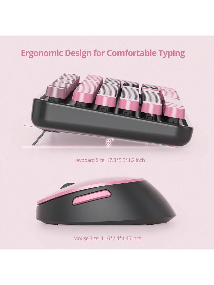 Wireless Keyboard And Mouse Set, Cute Keyboard And Mouse Combo