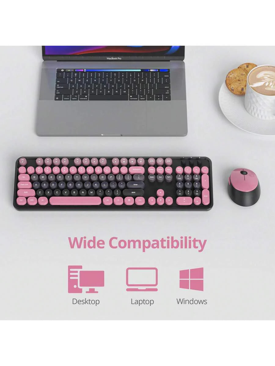 Wireless Keyboard And Mouse Set, Cute Keyboard And Mouse Combo