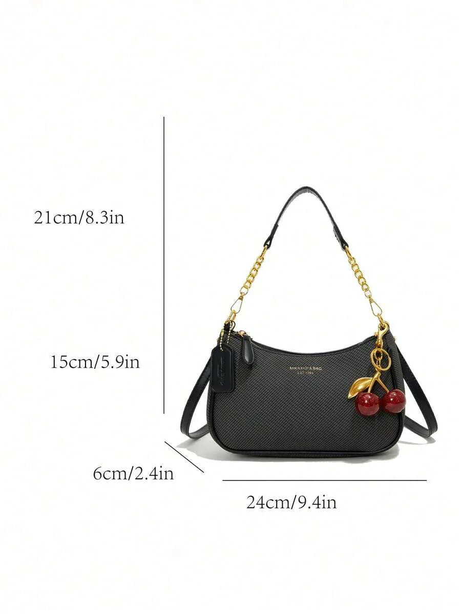 White Ladies' Shoulder Bag Made Of PU Material