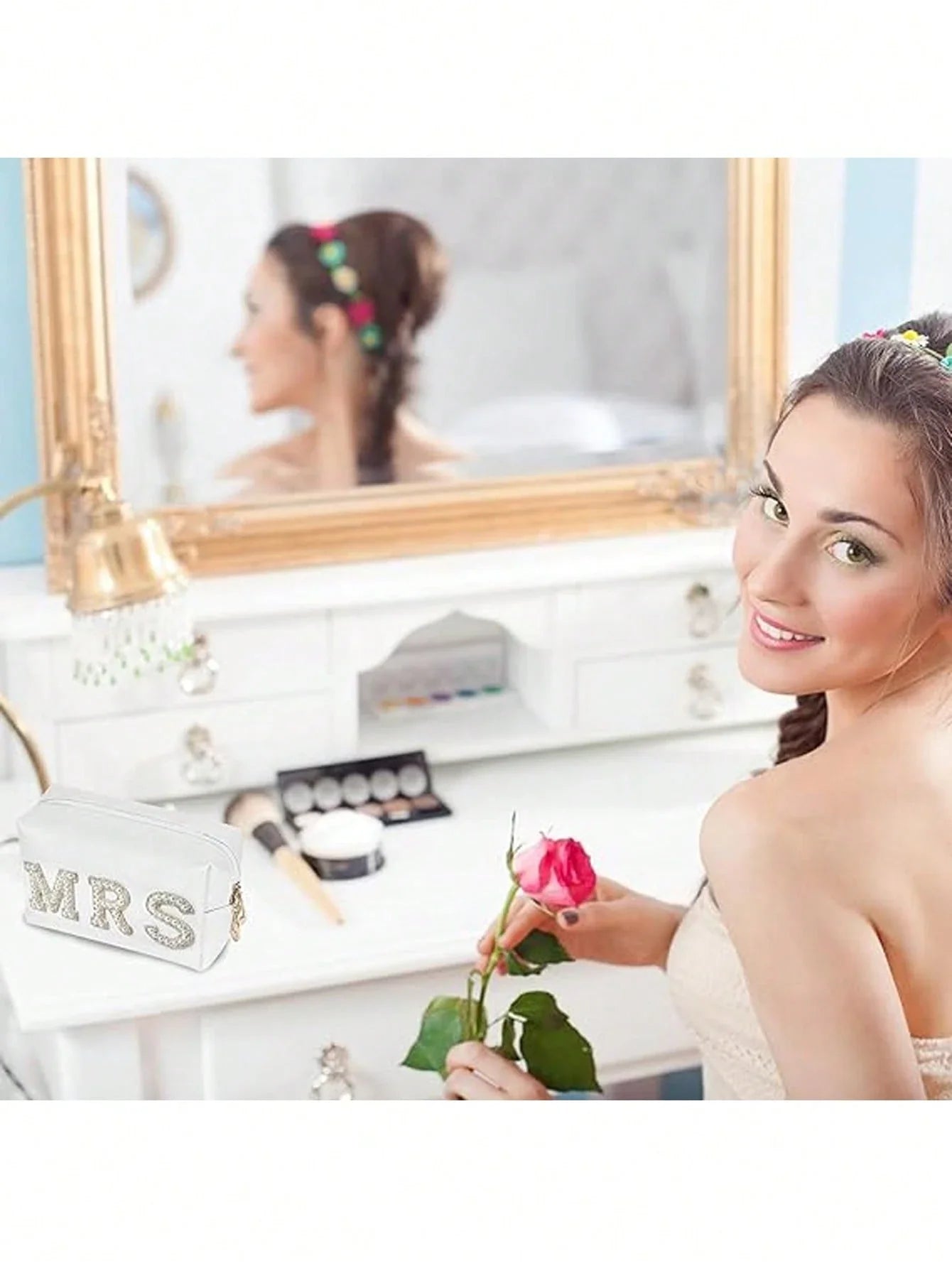 Bride MRS Rhinestone Makeup Bag