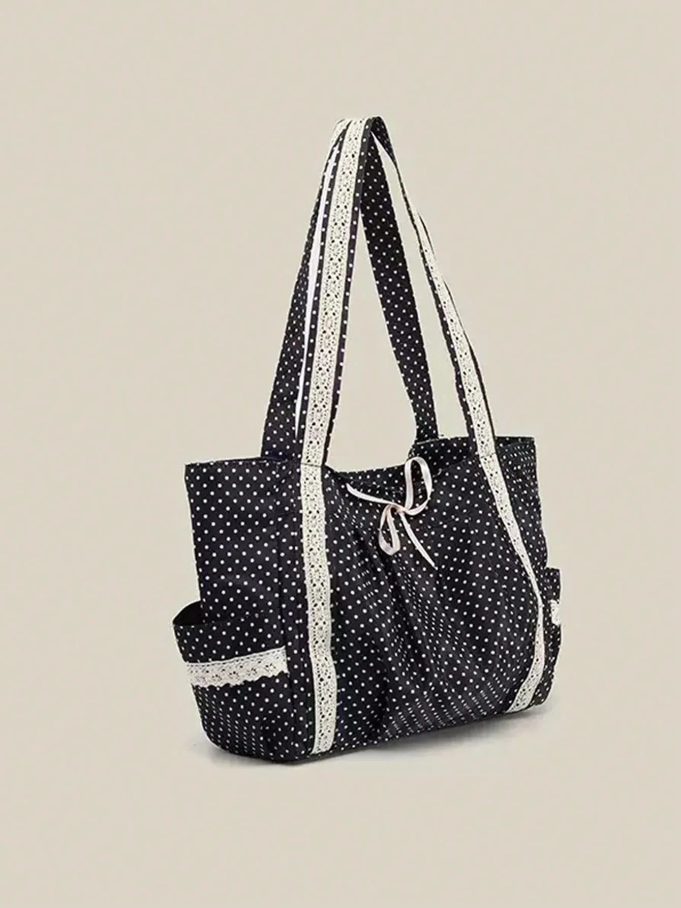 Polka Dot Heart Canvas Tote