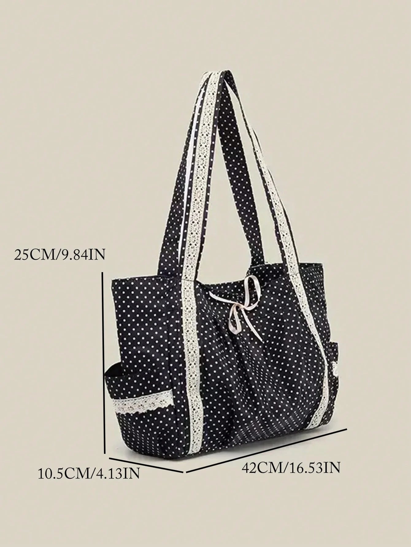 Polka Dot Heart Canvas Tote