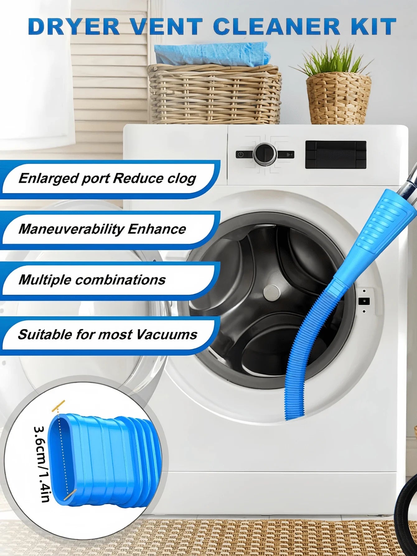 Flexible Dryer Lint Vacuum Attachment