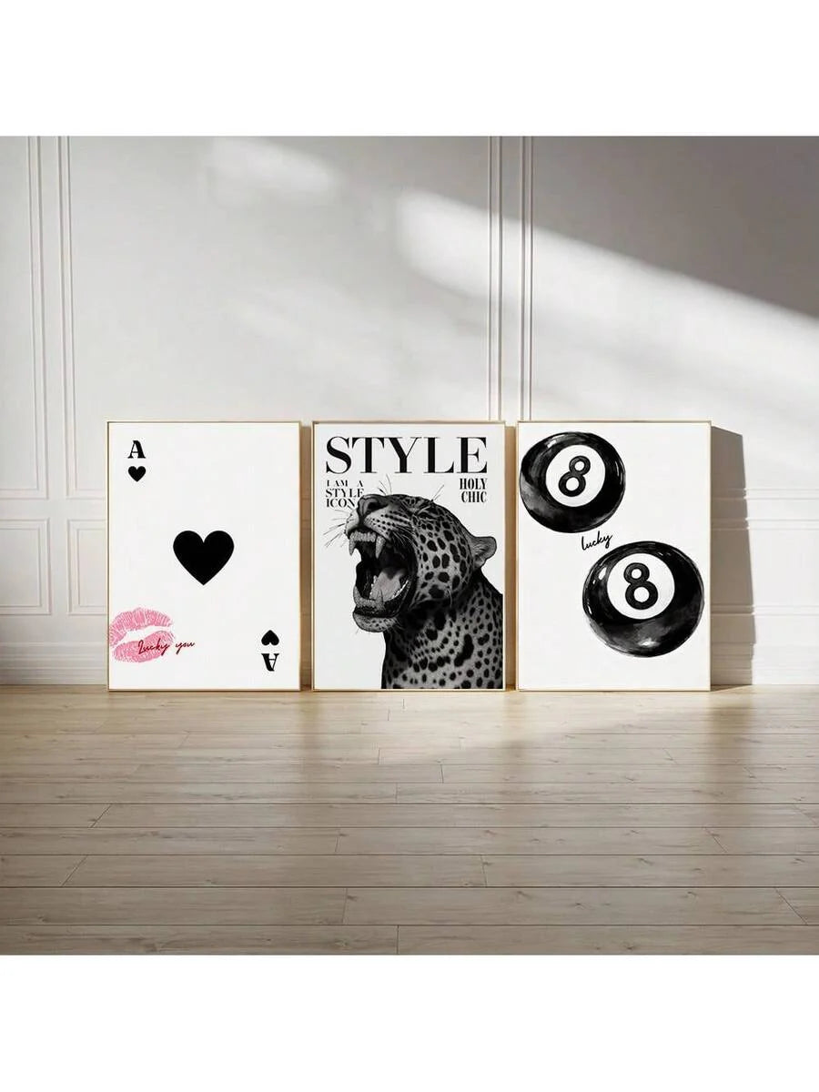 Leopard Cheetah Mural Decorative Canvas Painting Pink Fashion