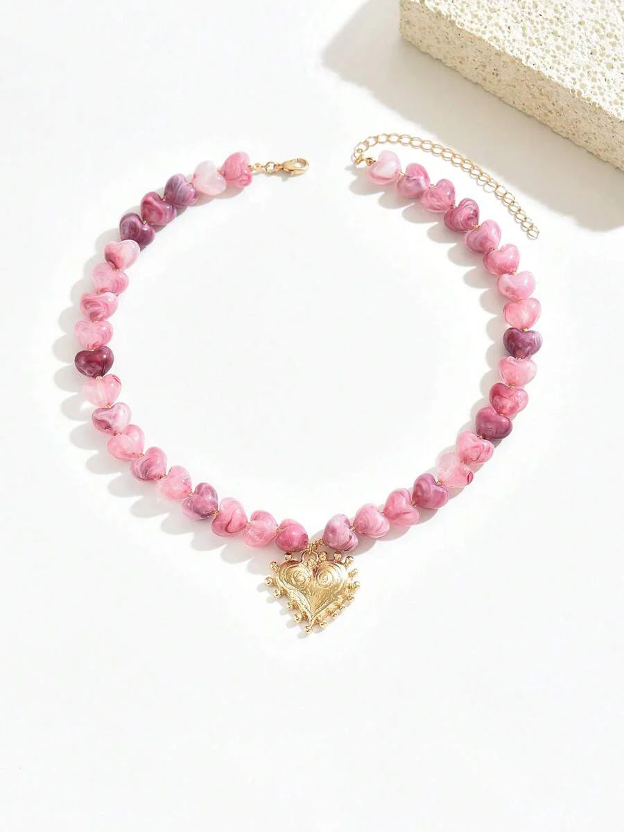 Elegant Fashion Gold Chain Plastic Orange Red Jelly