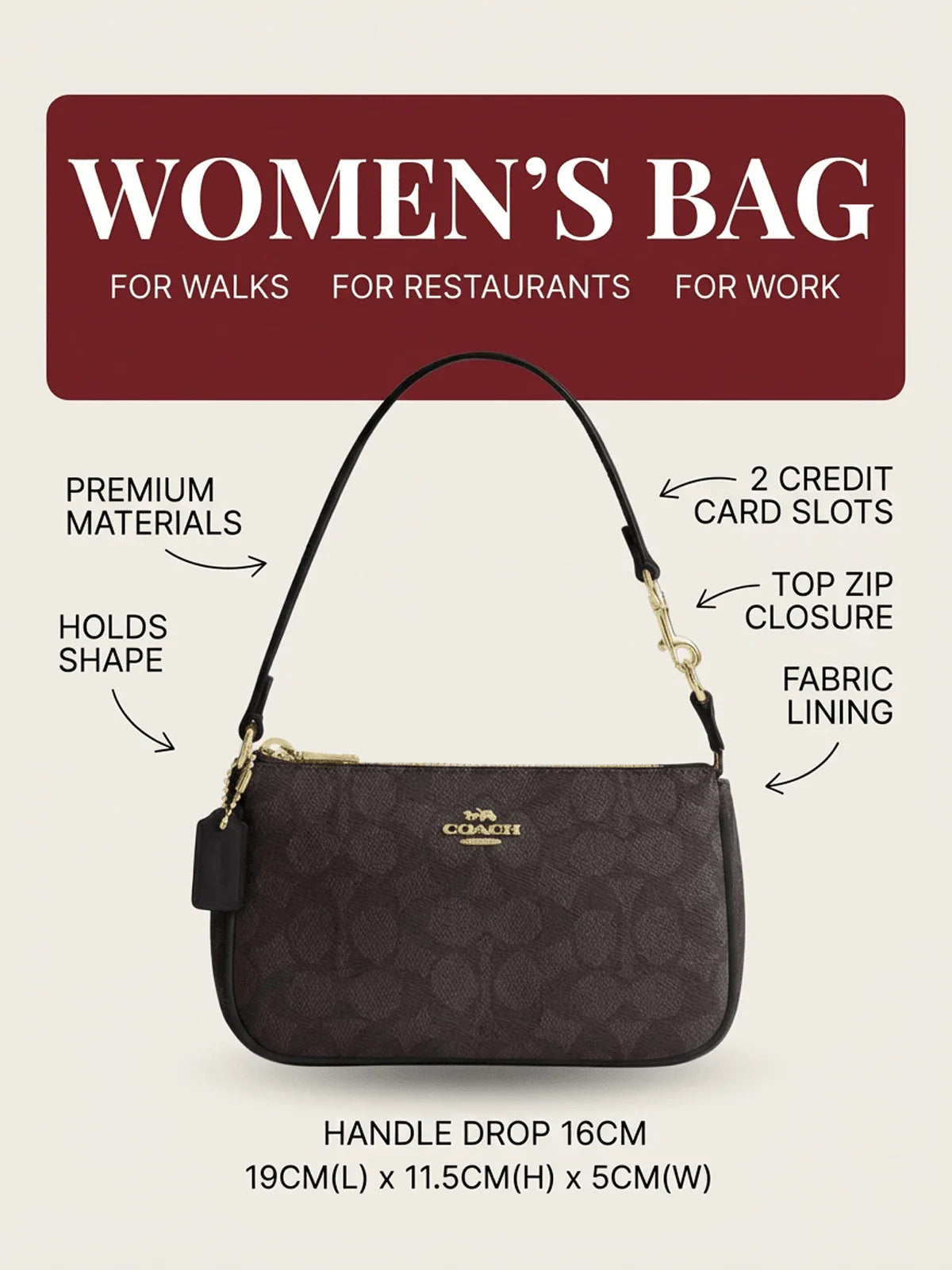Coach Authentic Nolita 19 Women's Wristlet Crossbody Bag Tan