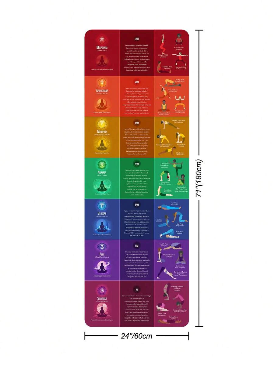 [Rainbow 7 Chakra Yoga Mat] Thick Non-Slip Silica Gel Material Home Fitness Mat