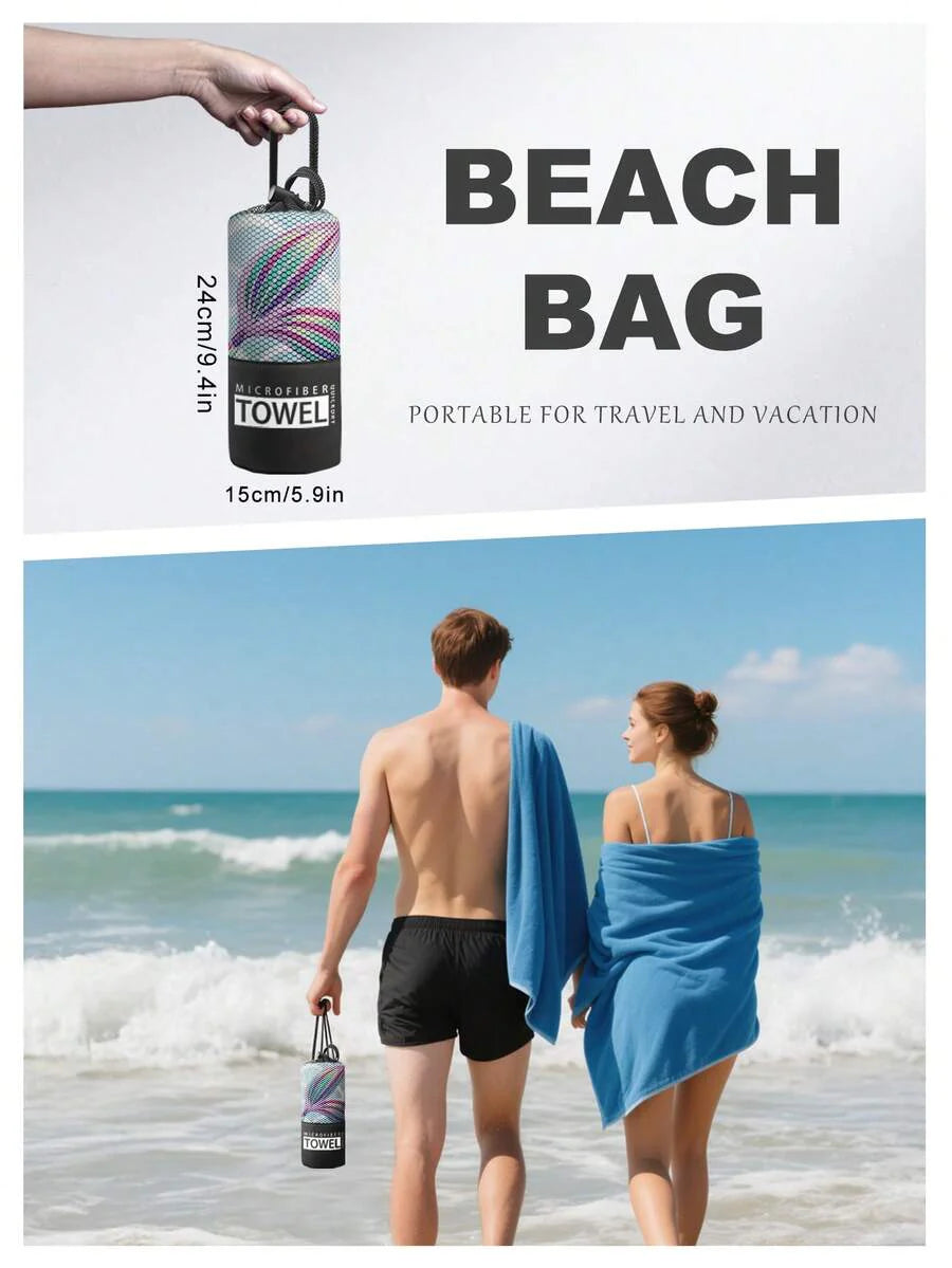 Blue Shell Print Beach Towel, Swimming Towel