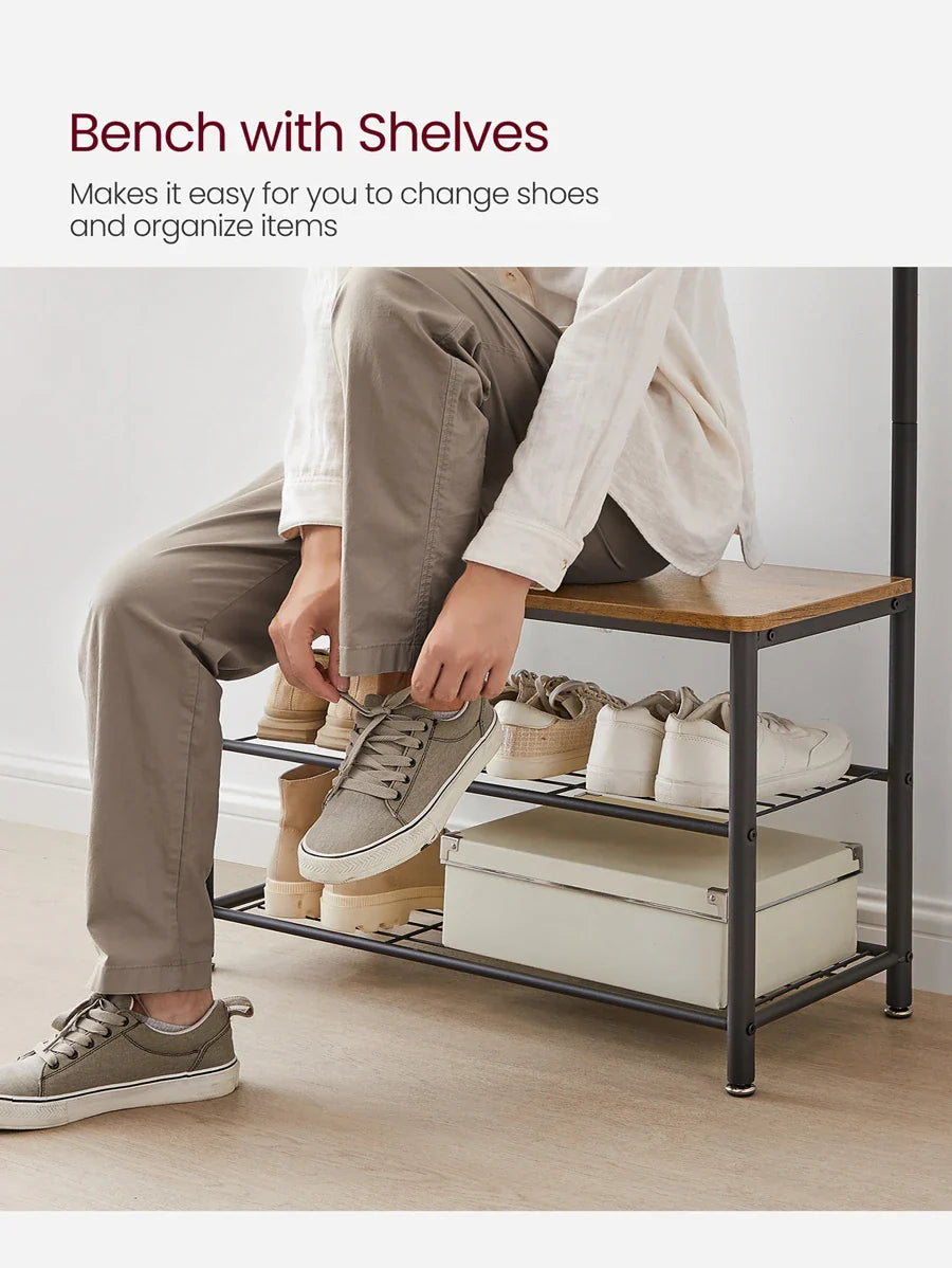 VASAGLE Coat Rack, Hall Tree With Shoe Storage Bench