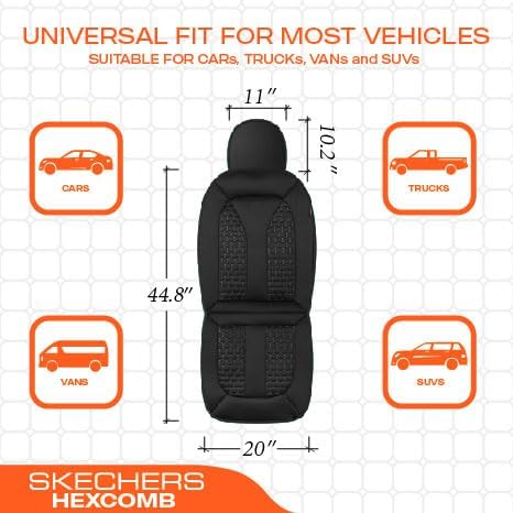 Skechers Memory Foam™ Car Seat Covers, Hexcomb Breathable Thick Seat Covers Black Two Front Seat Covers, Airbag Compatible, Automotive Comfort & Protection for Most Cars,Van,Trucks, SUVs (Black)
