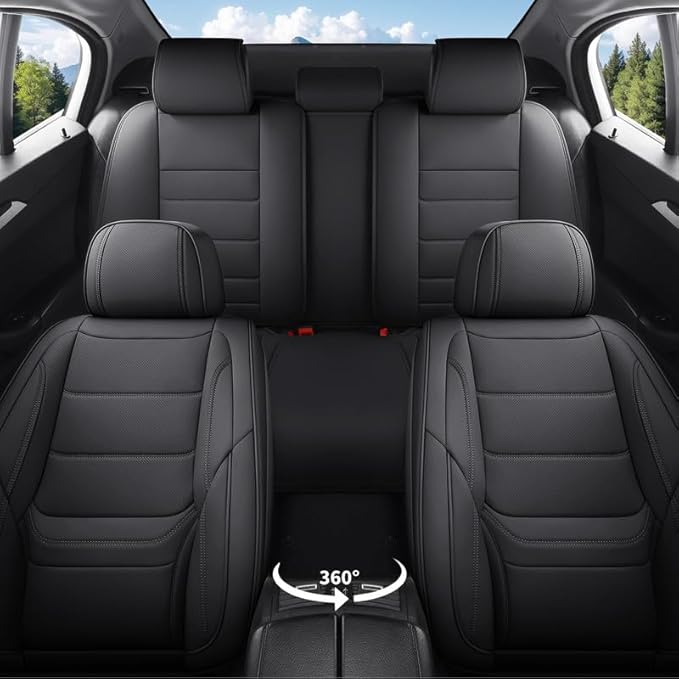 Car Seat Covers Custom Fit for Chevrolet/Chevy Sonic 2011-2020, Premium Faux Leather Waterproof Car Seat Protectors with Lumbar Support, Breathable Anti-Slip Easy to Install(Black,Full Set)