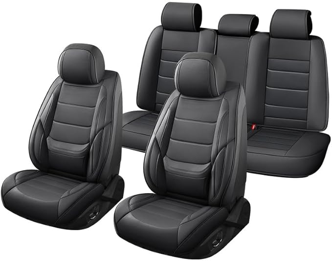 Car Seat Covers Custom Fit for Chevrolet/Chevy Volt 2010-2019, Premium Faux Leather Waterproof Car Seat Protectors with Lumbar Support, Breathable Anti-Slip Easy to Install(Black,Full Set)