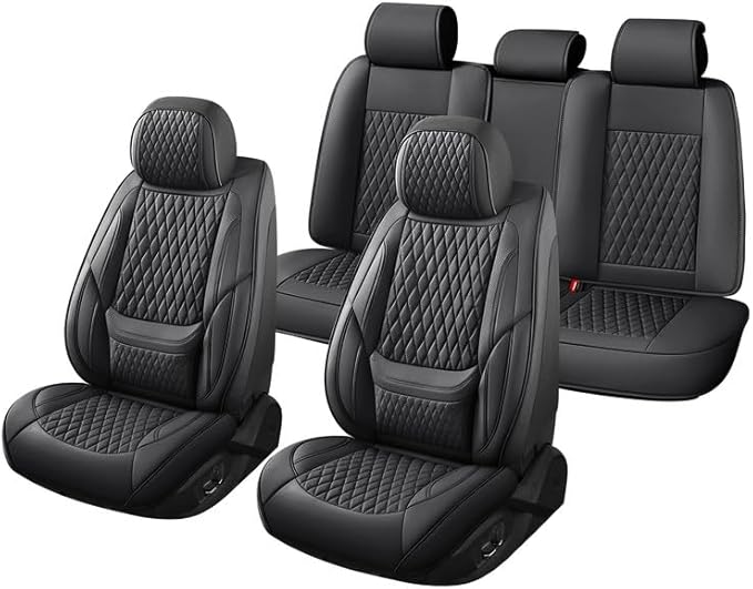 Car Seat Covers Full Set Custom Fit for Mercury Sable 1995-2009 - Premium Faux Leather with Lumbar Support | Breathable, Waterproof, Anti-Slip, Durable (Black,Full Set)