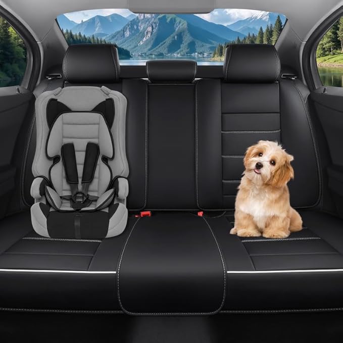 Car Seat Covers Custom Fit for Chevrolet/Chevy Sonic 2011-2020 , Premium Faux Leather Waterproof Car Seat Protectors with Lumbar Support, Breathable Anti-Slip Easy to install(Black&White,Full set)