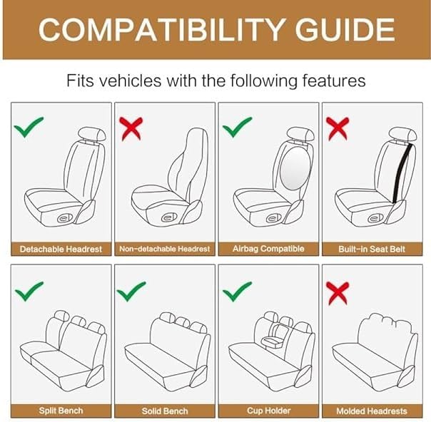 Breathable Premium Car Seat Covers Full Set，3D Air-Mesh Seat Covers for Cars，Comfortable Safety Airbag Compatible，Universal for Most Cars Sedan Truck SUV(Black/Beige)