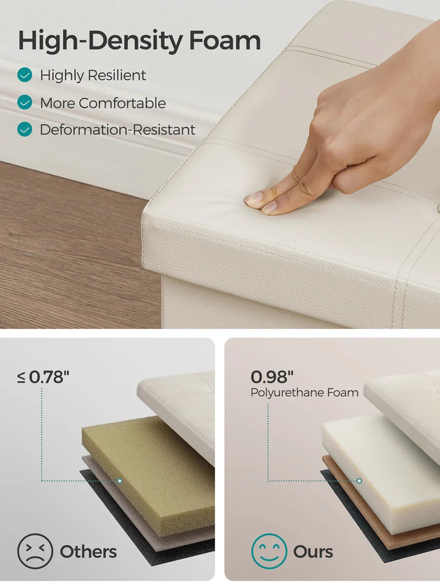 SONGMICS 43 Inches Folding Storage Ottoman Bench Storage
