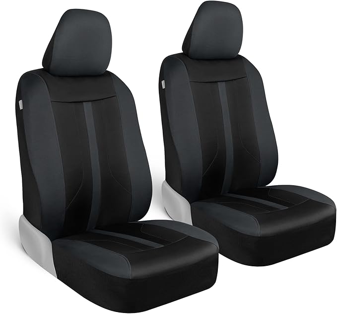 Motor Trend Gray Cloth Car Seat Covers for Front Seats – Premium Automotive Bucket Seat Covers, Made for Vehicles with Removable Headrests, Interior Covers for Car Truck Van SUV Seat Protector