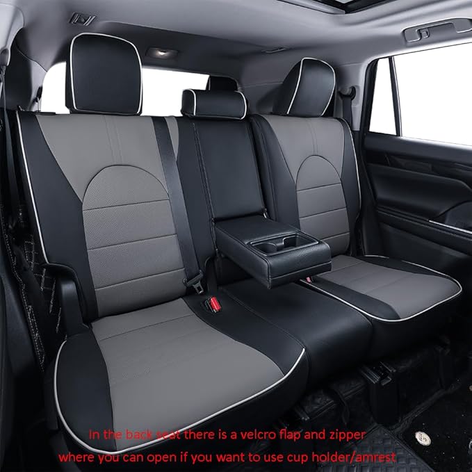 EKR Camry Seat Covers for Toyota Camry SE,XSE,SE Sport 2012-2017 (Not for Hybrid) Leather Car Seat Cover Full Set for Trucks SUV-Faux Leather (Black/Gray)