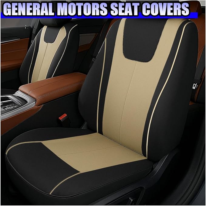 YoRise 2PCS Car Seat Covers, Comfortable Breathable Front Seat Covers, Highly Elastic Automotive Seat Protector Cover Accessories for RV, SUV, Truck, Sedan (Beige)