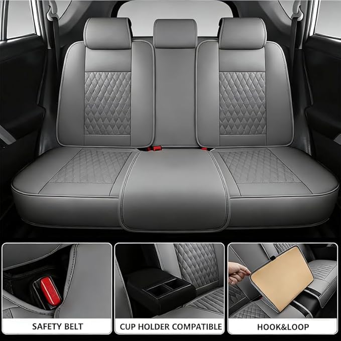 Car Seat Covers Full Set Custom Fit for Chevrolet/Chevy Sonic 2011-2020 - Premium Faux Leather with Lumbar Support | Breathable, Waterproof, Anti-Slip, Durable (Gray,Full Set)